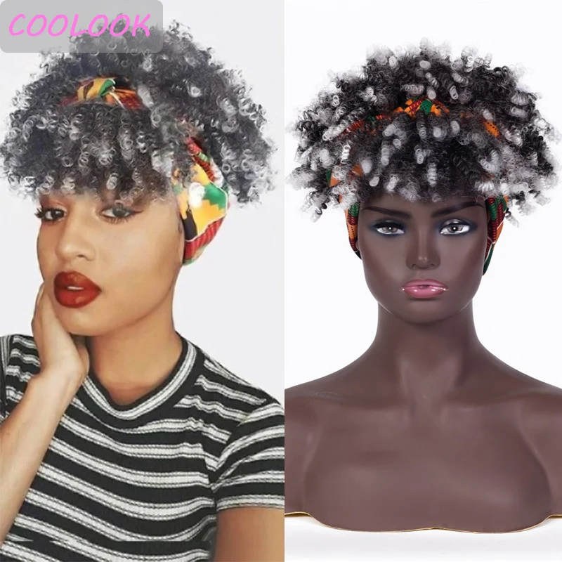 Synthetic Ombre Gray Headband Wigs Afro Kinky Curly Head Bands Wig for Women Fluffy Short Curly Headwrap Wigs with Scarf Cosplay
Synthetic Ombre Gray Headband Wigs Afro Kinky Curly Head Bands Wig for Women Fluffy Short Curly Headwrap Wigs with Scarf Cosplay
