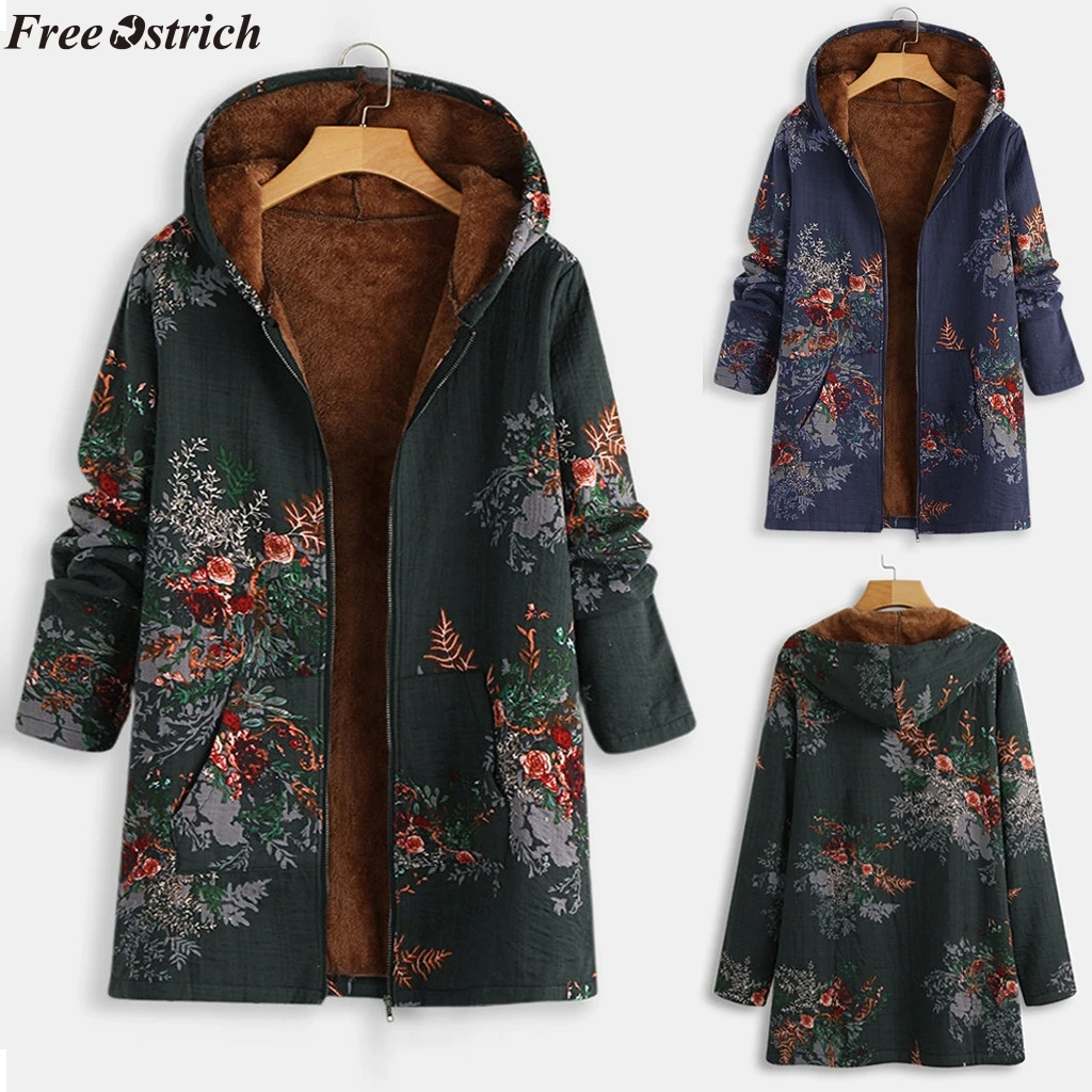 FREE OSTRICH Female Jacket Plush Coat Women's Windbreaker Winter Warm Outwear Floral Print Hooded Pockets Vintage Oversize Coats
FREE OSTRICH Female Jacket Plush Coat Women's Windbreaker Winter Warm Outwear Floral Print Hooded Pockets Vintage Oversize Coats