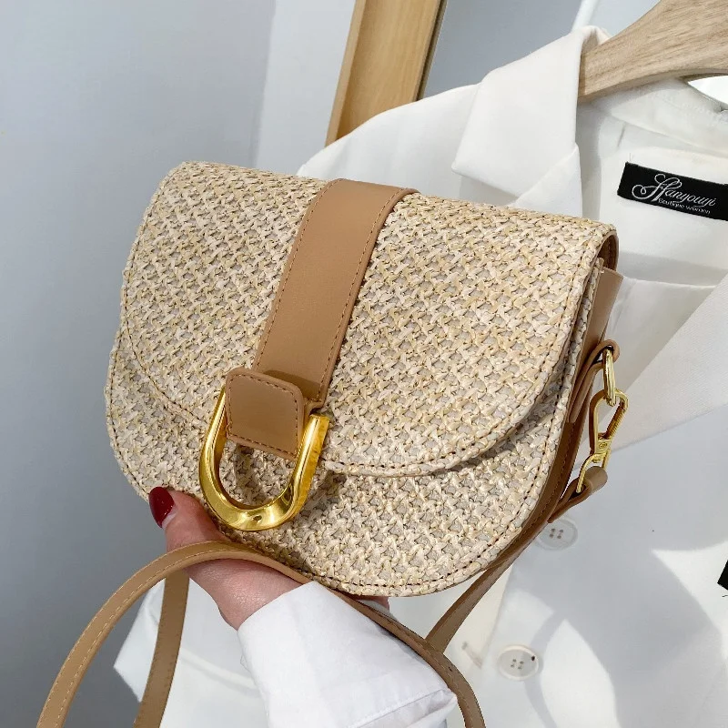Fashion Straw Saddle Bag Hand-Woven Woman Handbag 2021 Summer New Semicircle Rattan Shoulder Bags Travel Beach Messenger Bag
Fashion Straw Saddle Bag Hand-Woven Woman Handbag 2021 Summer New Semicircle Rattan Shoulder Bags Travel Beach Messenger Bag