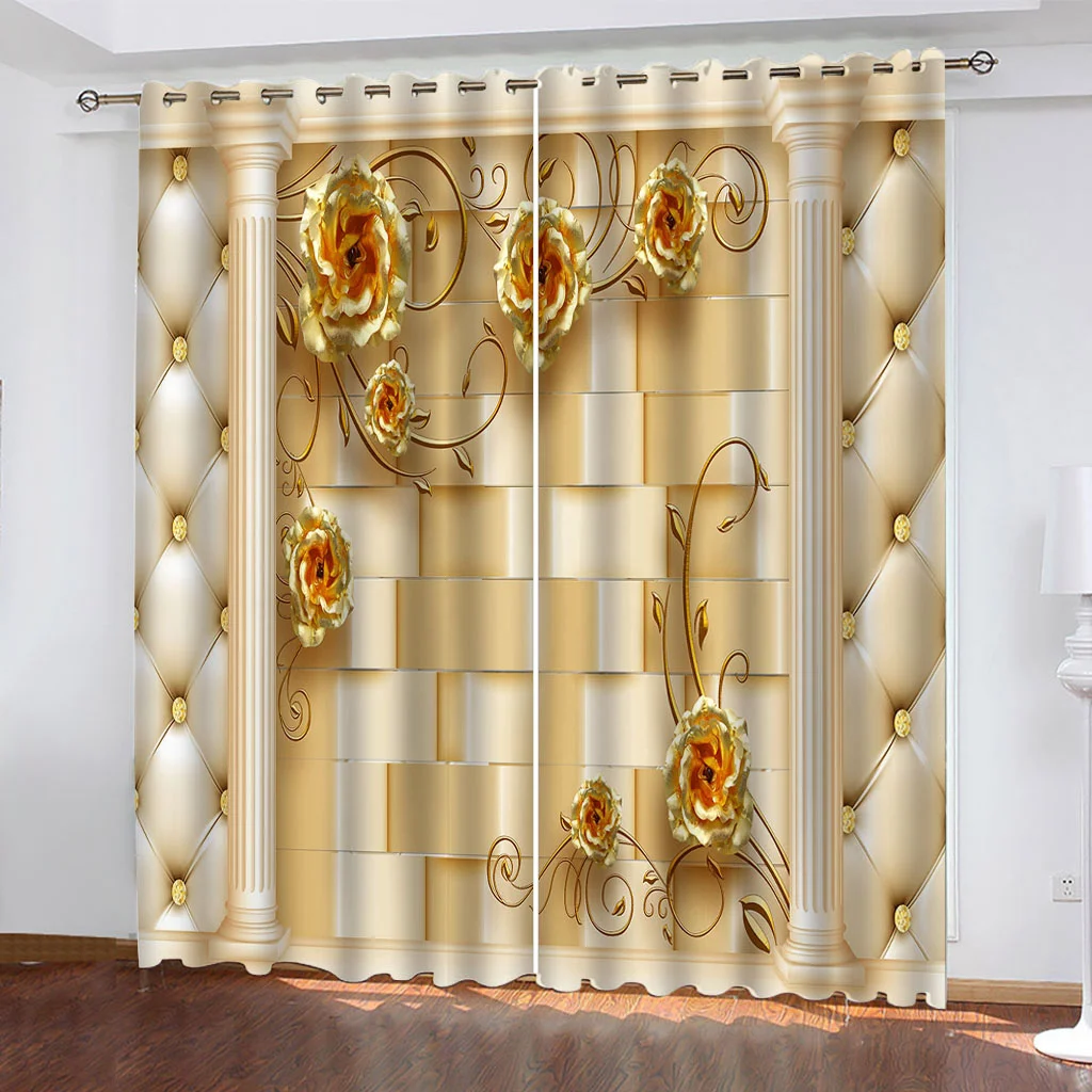 Luxury Blackout 3D Window Curtain For Living Roomn soft gold rose curtains Decoration curtains
Luxury Blackout 3D Window Curtain For Living Roomn soft gold rose curtains Decoration curtains