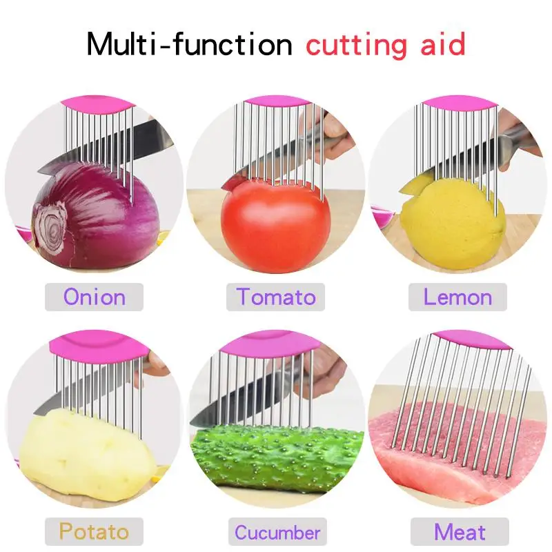Slice Assistant Onion Chopper Vegetables Fruit Slicer Tomato Cutter Onion Needle Safe Fork Cutting Holder Aid Supplies Tool
Slice Assistant Onion Chopper Vegetables Fruit Slicer Tomato Cutter Onion Needle Safe Fork Cutting Holder Aid Supplies Tool