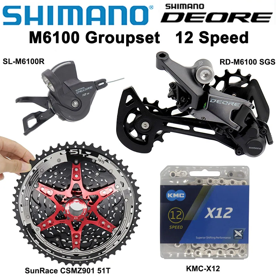Набор для велосипеда SHIMANO DEORE M6100, 11-51T, горный велосипед 1x12-скоростной SunRace CSMZ901 KMC X12 M6100, переключатель передач
Набор для велосипеда SHIMANO DEORE M6100, 11-51T, горный велосипед 1x12-скоростной SunRace CSMZ901 KMC X12 M6100, переключатель передач