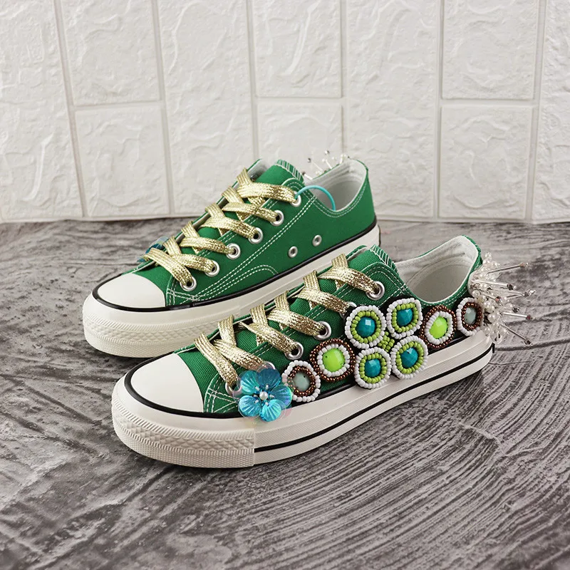 Spring and summer heavy industry green canvas shoes women retro trendy shoes single shoes rhinestone casual shoes
Spring and summer heavy industry green canvas shoes women retro trendy shoes single shoes rhinestone casual shoes
