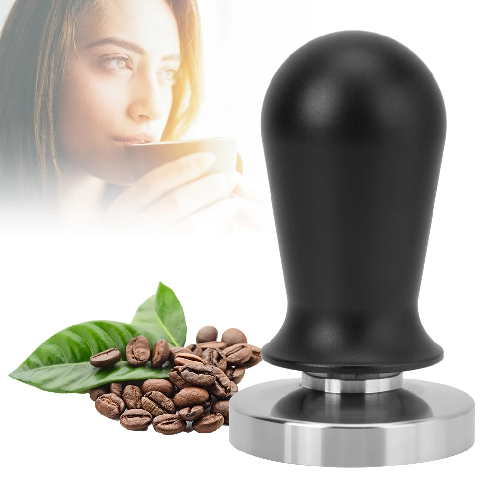 54/58mm African Black Wood Tamper Coffee Powder Hammer with Stainless Steel Base Coffee Accessories