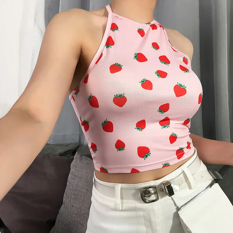 2020 In Fashion Women Summer Casual Tank Tops Vest Bandage Halter Camis Tops Sleeveless Sexy Strawberry Printing Crop Top Tanks
2020 In Fashion Women Summer Casual Tank Tops Vest Bandage Halter Camis Tops Sleeveless Sexy Strawberry Printing Crop Top Tanks