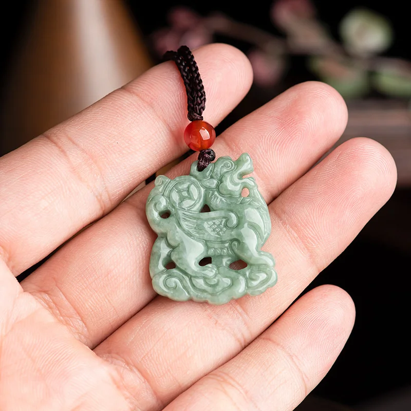 Hot Selling Natural Hand-carve Jade Qilin Promoted To Make A Fortune Necklace Pendant Fashion Jewelry Men Women LuckGifts Amulet | Украшения
