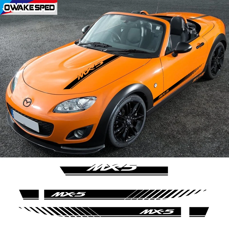 3 шт./лот гоночные спортивные полосы для Mazda MX-5 автомобильный Стайлинг капюшон