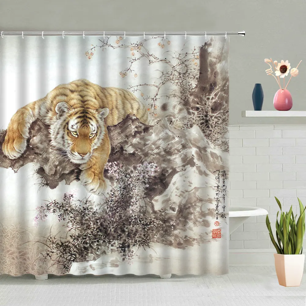 Fierce Tiger Shower Curtain Mountain Forest Wild Animal Oil Painting Modern 3D Bathroom Hanging Curtains Waterproof Screen Decor
Fierce Tiger Shower Curtain Mountain Forest Wild Animal Oil Painting Modern 3D Bathroom Hanging Curtains Waterproof Screen Decor