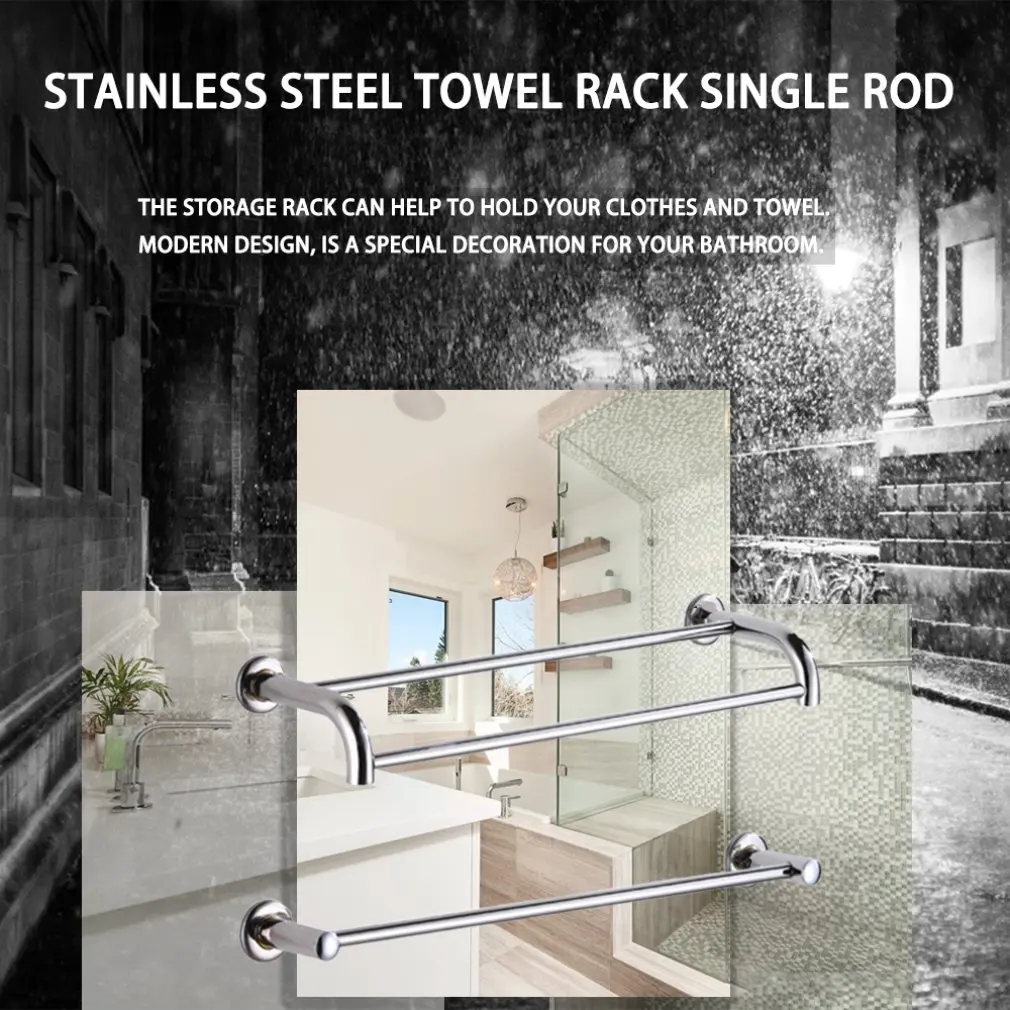 Multifunctional Stainless Steel Anti-rust Towel Rack Toilet Bathroom Washroom Storage Rack Holder Household Hanging Bar Rod