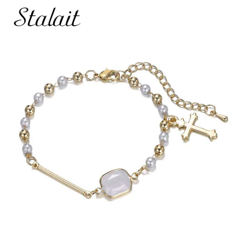 Square Opal Golden Cross Pendant Bracelets Women Luxury Jewelry Gold Metal Ball Baroque Pearl Chain Charms Bracelet New 2020
Square Opal Golden Cross Pendant Bracelets Women Luxury Jewelry Gold Metal Ball Baroque Pearl Chain Charms Bracelet New 2020
