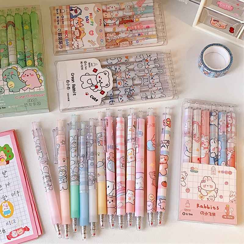 6pcs/box Cartoon Pattern Press Gel Pen Cute 0.5 Mm Black Ink Signature Pen Promotional Gifts Stationery School Supplies
6pcs/box Cartoon Pattern Press Gel Pen Cute 0.5 Mm Black Ink Signature Pen Promotional Gifts Stationery School Supplies