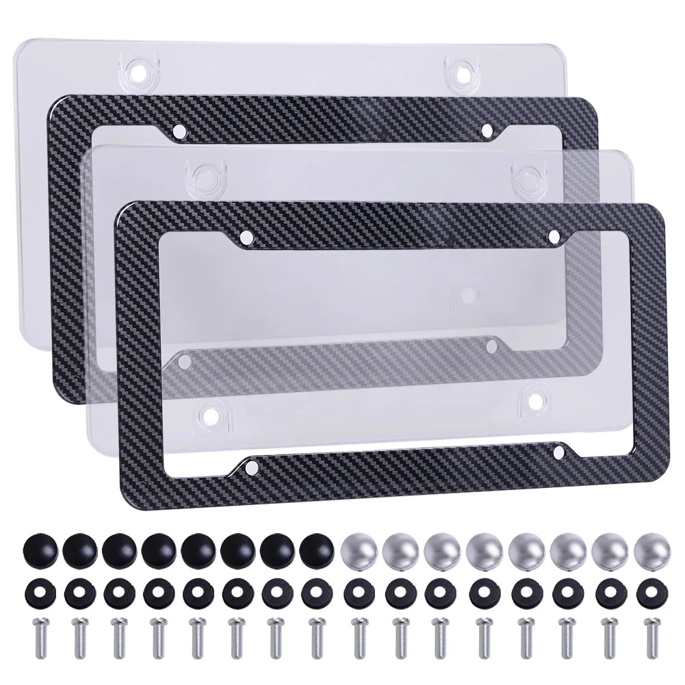 4Pcs License Plate Frame Smoked Gray License Plate Cover Carbon Fiber Frame Protector for US Canada Car License Frame with Screw
4Pcs License Plate Frame Smoked Gray License Plate Cover Carbon Fiber Frame Protector for US Canada Car License Frame with Screw