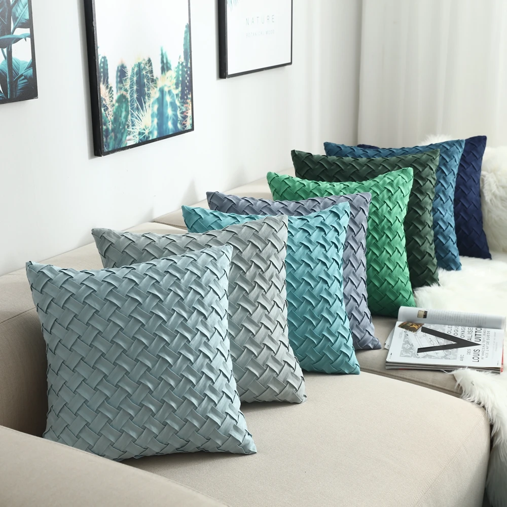 Woven Pattern Pillowcase Solid Color Cushion Cover Sofa Decoration Throw Pillows Case Home Decor Cushion Case Blue-green Series
Woven Pattern Pillowcase Solid Color Cushion Cover Sofa Decoration Throw Pillows Case Home Decor Cushion Case Blue-green Series