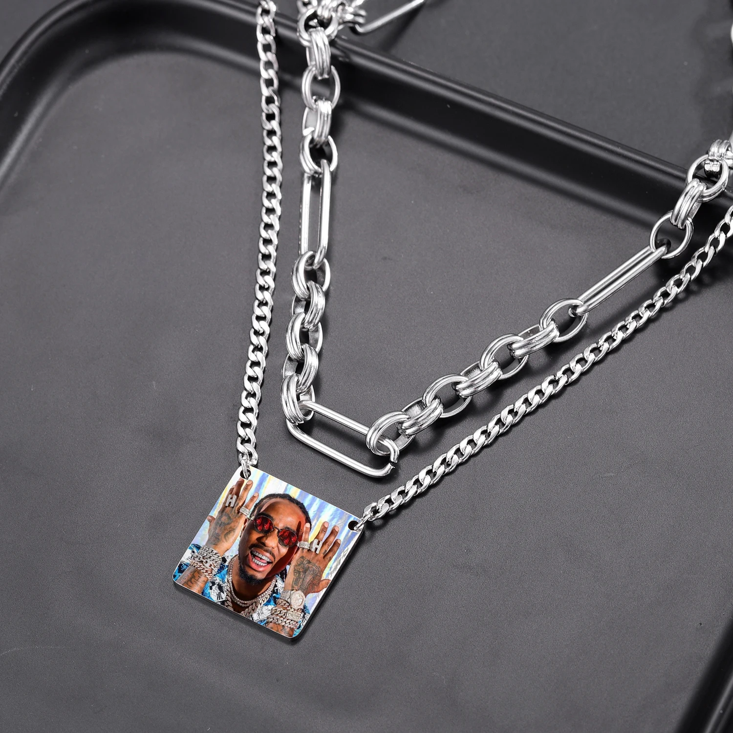 Stainless Steel Custom Photo Pendant Square Necklace HipHop Custom Text Jewelry Personalized Double-sided Engraving Double Chain
Stainless Steel Custom Photo Pendant Square Necklace HipHop Custom Text Jewelry Personalized Double-sided Engraving Double Chain