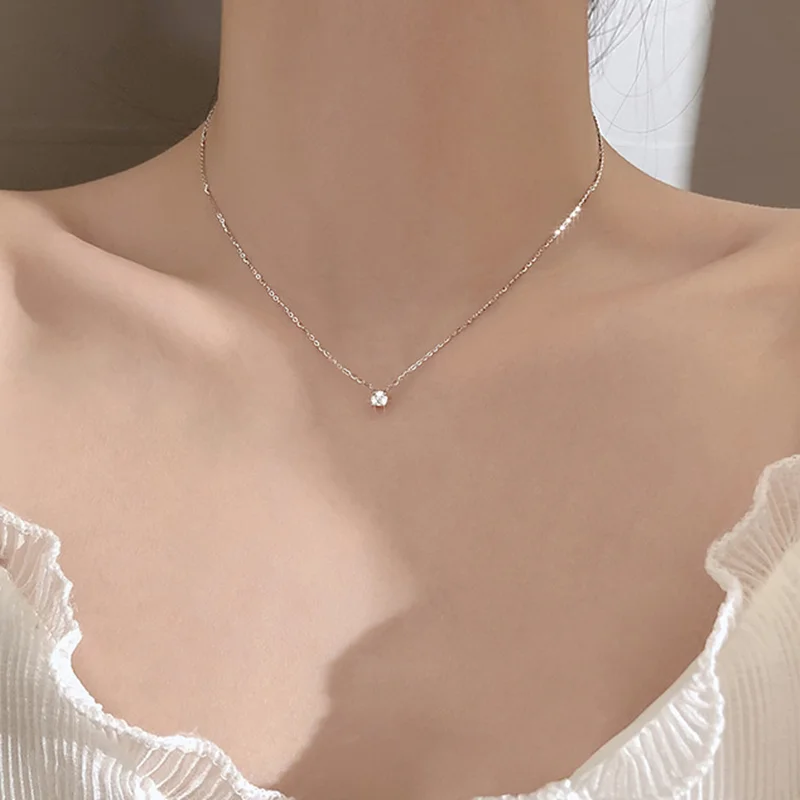 925 Sterling Silver Necklace Single Zircon Pendant Necklace For Women Summer Fashion Silver 925 Jewelry Choker 3MM/4MM/5MM
925 Sterling Silver Necklace Single Zircon Pendant Necklace For Women Summer Fashion Silver 925 Jewelry Choker 3MM/4MM/5MM