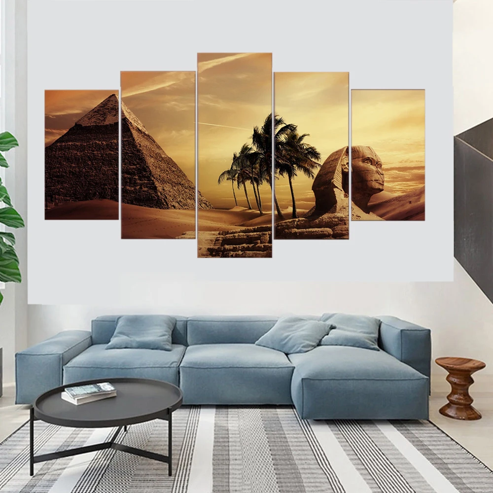 5 Piece Canvas Wall Arts Landscape Painting Poster Egypt Famous Pyramid For Bedroom Sphinx Modular HD Prints Home Decoration
5 Piece Canvas Wall Arts Landscape Painting Poster Egypt Famous Pyramid For Bedroom Sphinx Modular HD Prints Home Decoration