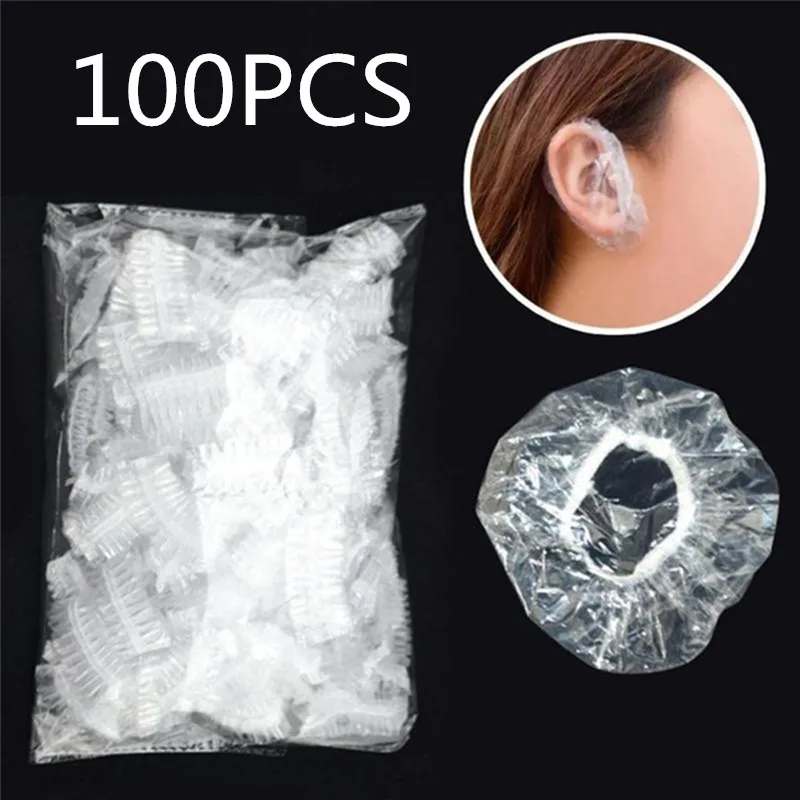 

100pcs/lot Shower Waterproof Disposable Ear Cover Hair Coloring Ear Protector Cover Caps Pretty Pro Hair Salon Clear Earmuffs