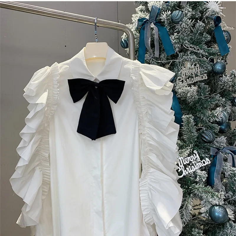 Spring Fashion women's High quality Cotton White shirt dress France style elegant bowtie flying sleeve Dress B192
Spring Fashion women's High quality Cotton White shirt dress France style elegant bowtie flying sleeve Dress B192