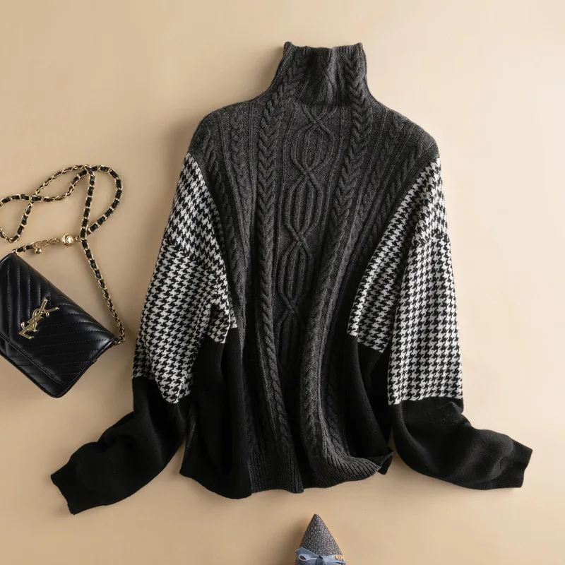 SHUCHAN 100% Wool Sweater Winter Autumn Warm Long Sleeve Turtleneck Patchwork Vintage Pullover A-straight Sweaters for Women
SHUCHAN 100% Wool Sweater Winter Autumn Warm Long Sleeve Turtleneck Patchwork Vintage Pullover A-straight Sweaters for Women