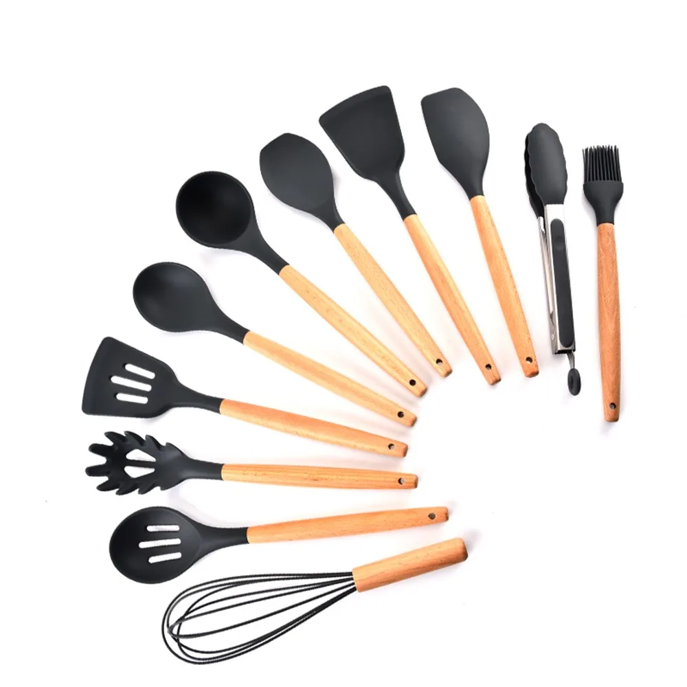 11Pcs Kitchen Utensil Set Silicone Kitchen Tools Non-Stick Cooking Tools Silicone + Wooden Handle Silicone Kitchen Utensils
11Pcs Kitchen Utensil Set Silicone Kitchen Tools Non-Stick Cooking Tools Silicone + Wooden Handle Silicone Kitchen Utensils