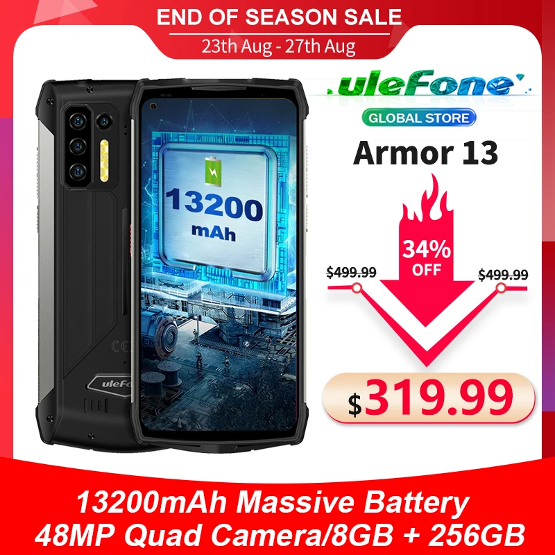 Ulefone Power Armor 13 смартфон с 5 дюймовым дисплеем процессором Helio G95 ОЗУ 8 ГБ ПЗУ 13200 6 81
