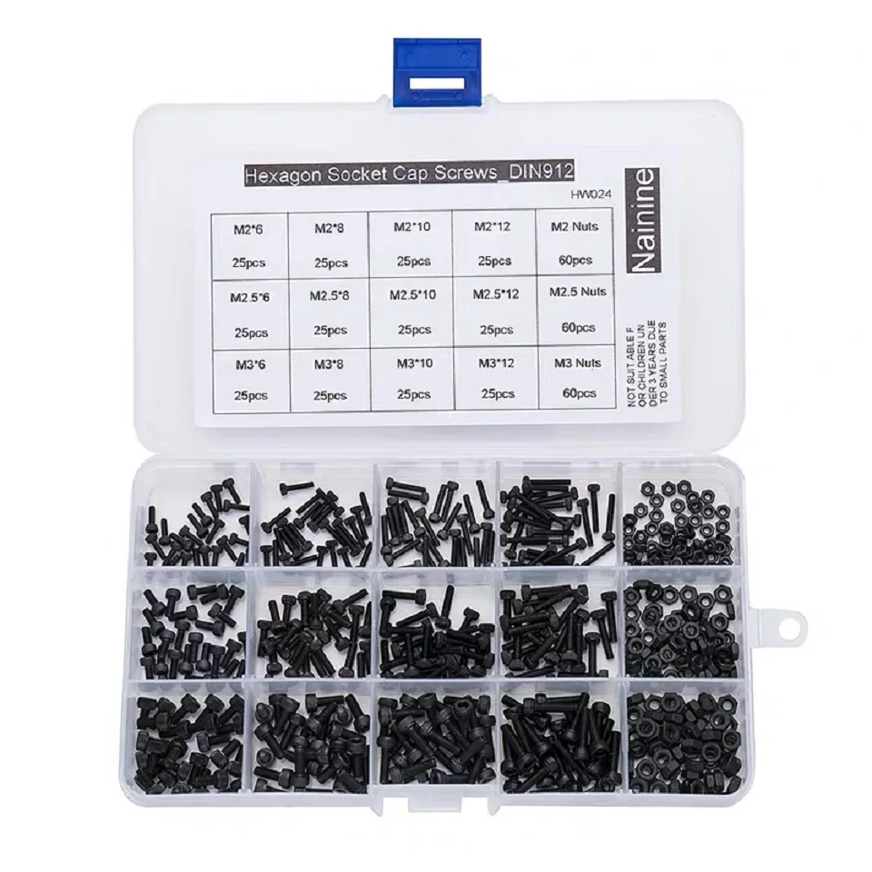 480PCS M2 M2.5 M3 GB70.1 DIN912 Black High-strength 12.9 Level Alloy Steel Screw Hexagon Socket Head Cap Screws Car Furniture
480PCS M2 M2.5 M3 GB70.1 DIN912 Black High-strength 12.9 Level Alloy Steel Screw Hexagon Socket Head Cap Screws Car Furniture