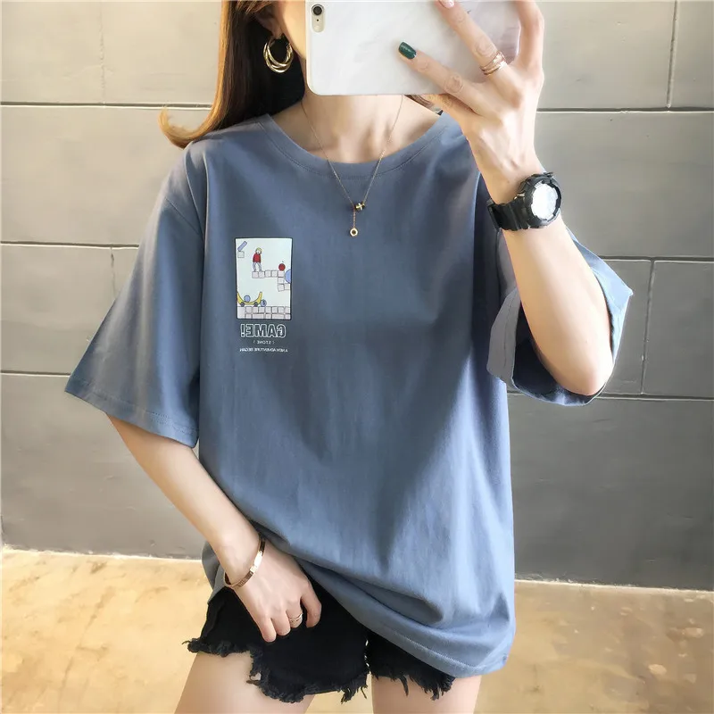 Short Sleeve T-shirts Women Printed Korean Style Students All-match Daily Harajuku Summer Loose Large Size 2XL Streetwear New
Short Sleeve T-shirts Women Printed Korean Style Students All-match Daily Harajuku Summer Loose Large Size 2XL Streetwear New