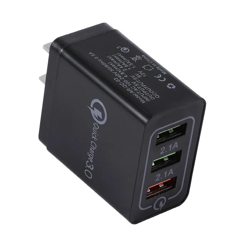Charger 3 Port Fast Quick Q C 3.0 Usb Hub Wall 2.1a Power Adapter Us/eu Plug Dropshipping | Электроника