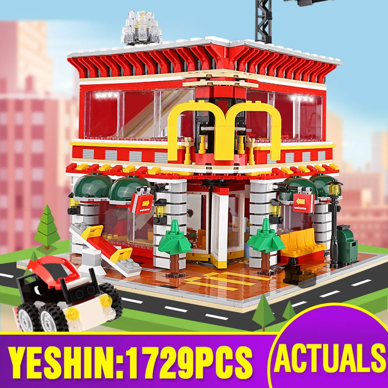 Yeshin 6901 конструктор уличный вид игрушки американская кухня ресторан дом со