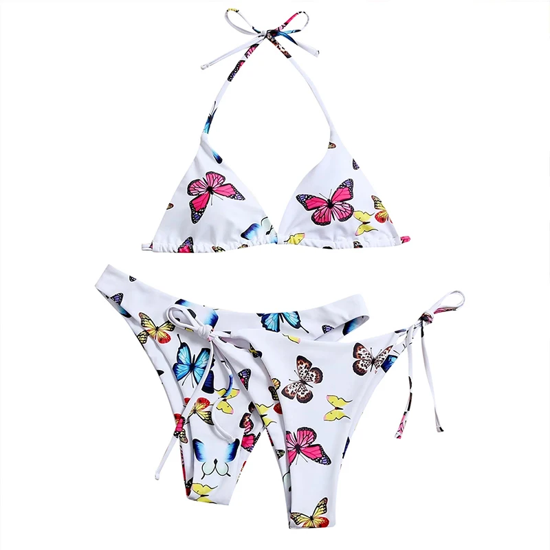 Fors Butterfly print 3 piece swimsuit female Triangle halter string bikinis mujer Push up swimwear women High cut bathing suit
Fors Butterfly print 3 piece swimsuit female Triangle halter string bikinis mujer Push up swimwear women High cut bathing suit