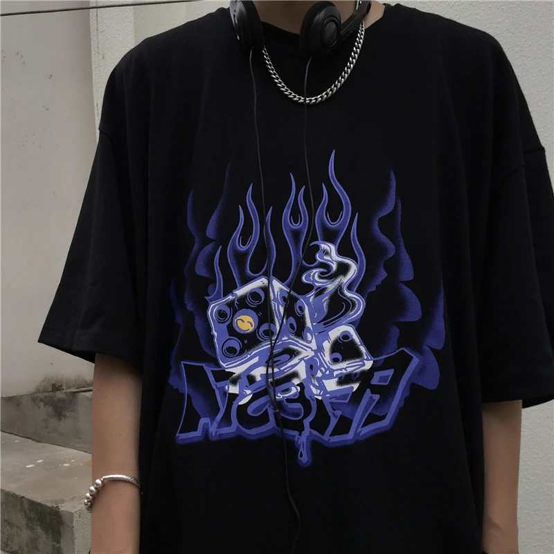 Dark retro Blue Flame Print Loose Short Sleeves Aesthetics Graphic Short Sleeve Cotton T Shirts Female Camisetas Verano Mujer
Dark retro Blue Flame Print Loose Short Sleeves Aesthetics Graphic Short Sleeve Cotton T Shirts Female Camisetas Verano Mujer