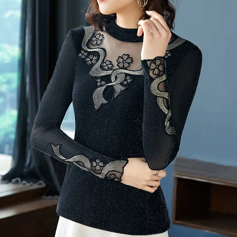 2021 Autumn Winter Fashion Women Lace Blouses Hollow Out Sexy Round Neck Autumn Winter Bottoming Long Sleeve Ladies Tops Y50
2021 Autumn Winter Fashion Women Lace Blouses Hollow Out Sexy Round Neck Autumn Winter Bottoming Long Sleeve Ladies Tops Y50