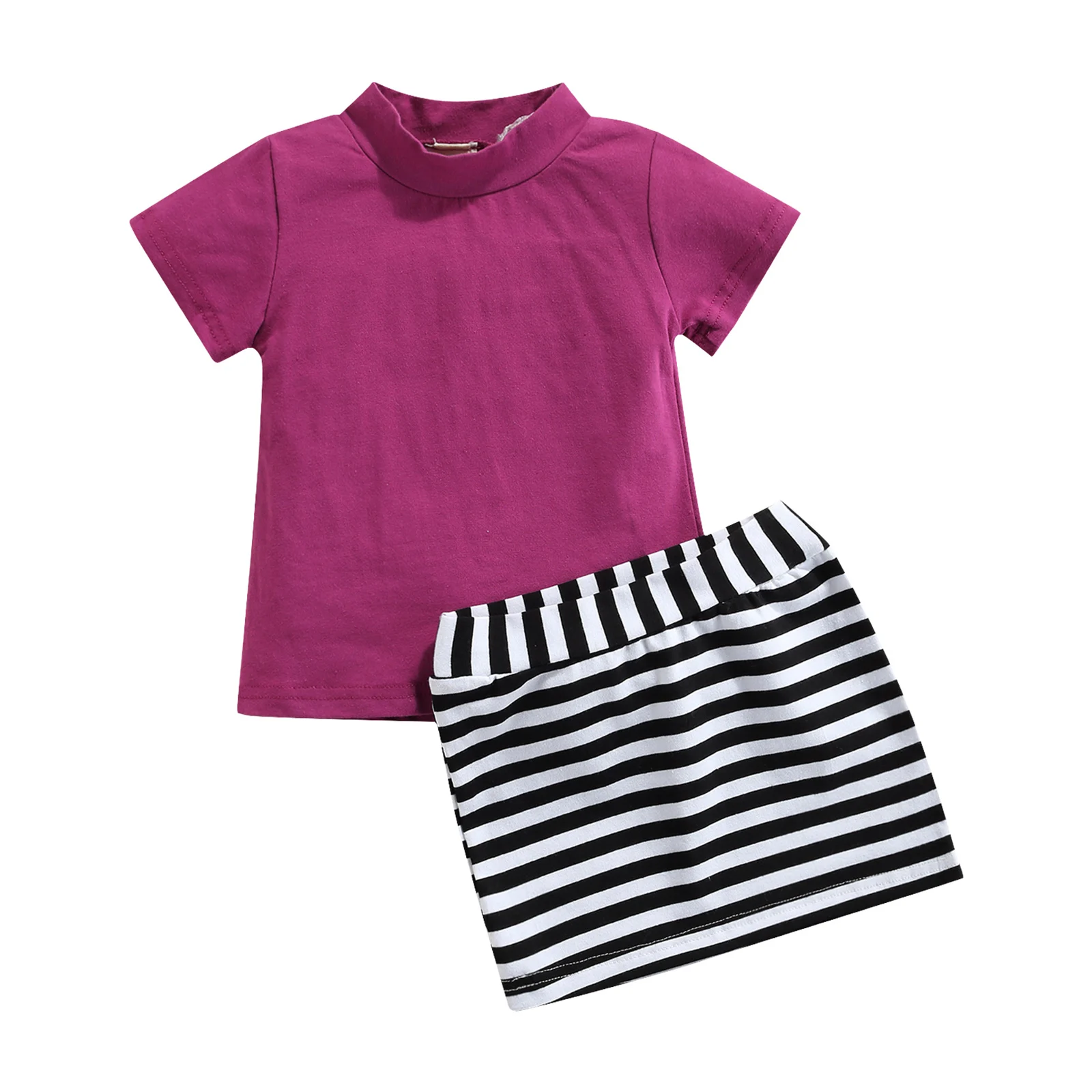 OPPERIAYA Baby Girls Outfits Two Piece Summer Suit Fashion Turtle Neck Solid Color Short Sleeve T-shirt and Striped Short Skirt
OPPERIAYA Baby Girls Outfits Two Piece Summer Suit Fashion Turtle Neck Solid Color Short Sleeve T-shirt and Striped Short Skirt