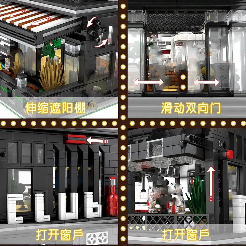 86008 3980 PCS Pub Restaurant Modular 'ISLET' Lighting Building Blocks Assembled Bricks Creator MOC-53084 Gifts Friends KIds
86008 3980 PCS Pub Restaurant Modular 'ISLET' Lighting Building Blocks Assembled Bricks Creator MOC-53084 Gifts Friends KIds