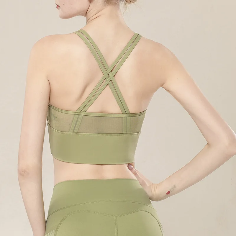 New mesh stitching sports wear for women gym bra, high elastic and breathable ribbon vest, fitness top yoga suit bra 
New mesh stitching sports wear for women gym bra, high elastic and breathable ribbon vest, fitness top yoga suit bra