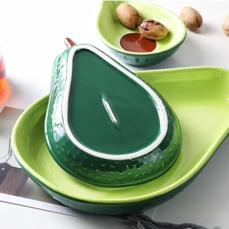 

Multi-size Nordic Ins Creative Avocado Shaped Ceramic Plate Home Kitchen Supplies Bone China Salad Bowl Plate Dish Tableware