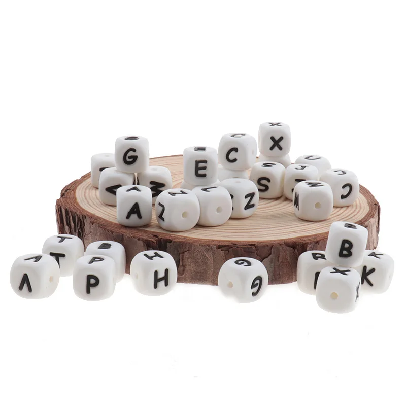 200pcs Silicone Letters Baby Teether Beads 12mm Alphabet Chewing Bead DIY Name Teething Necklace Accessories | Мать и ребенок