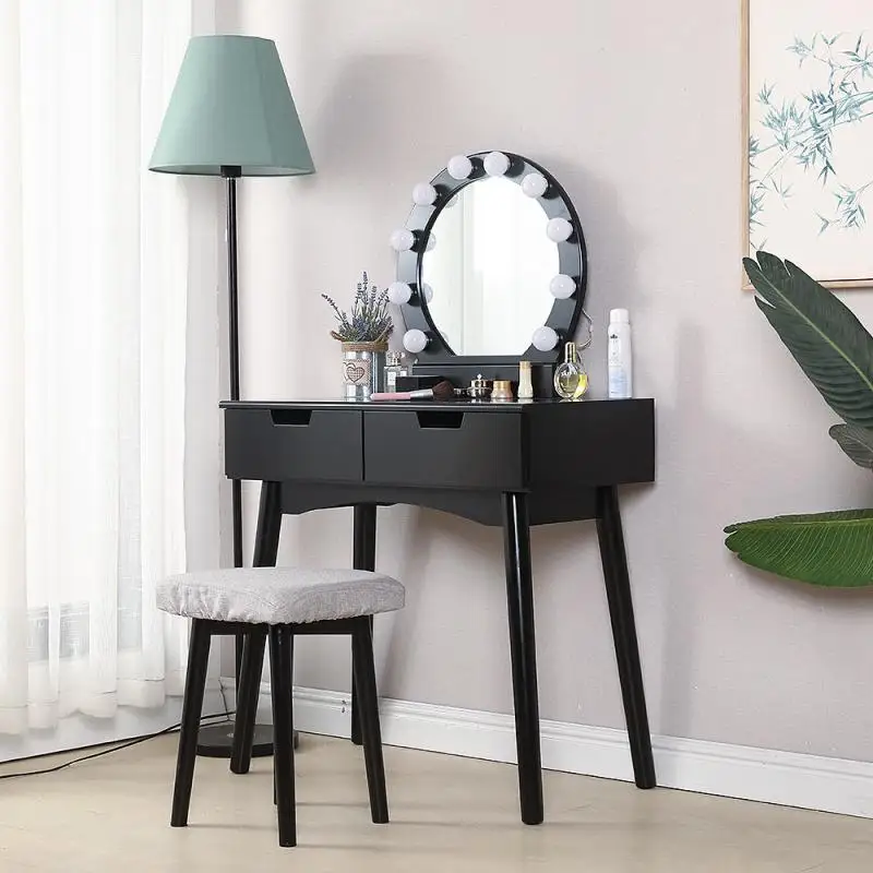 New Dressing Makeup Table Dresser Modern Nordic Style Household Bedroom Vanity Desk Solid Wood Legs Makeup Table With HD Mirror 
New Dressing Makeup Table Dresser Modern Nordic Style Household Bedroom Vanity Desk Solid Wood Legs Makeup Table With HD Mirror