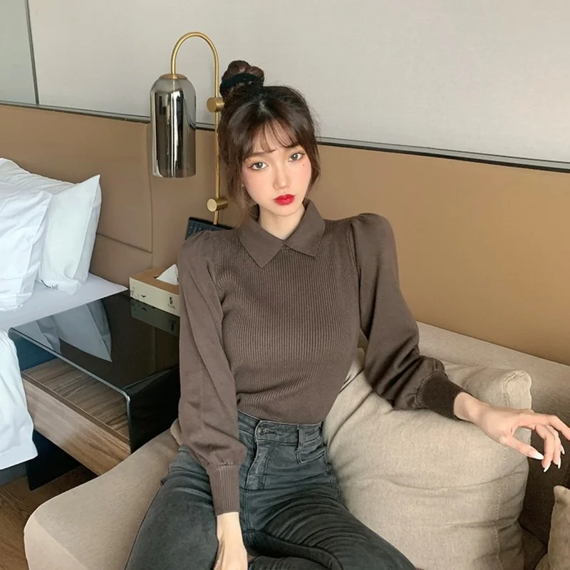 Woman Sweaters Fall Long Sleeve Knitted Sweaters for Women Winter Clothes Turn Down Collar Sweater Women's Top Jumper J110
Woman Sweaters Fall Long Sleeve Knitted Sweaters for Women Winter Clothes Turn Down Collar Sweater Women's Top Jumper J110