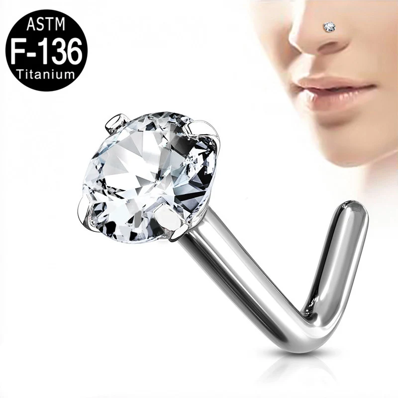 2Pcs ASTM F136 Titanium L Bend Nose Studs Piercing Earring CZ Zircon Stone Nose Ring 18g Nostril Piercing Body Jewelry For Women
2Pcs ASTM F136 Titanium L Bend Nose Studs Piercing Earring CZ Zircon Stone Nose Ring 18g Nostril Piercing Body Jewelry For Women