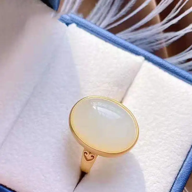 Natural Hetian Jade Egg Surface Ring Women's Retro Ruyi Xiangyun Switchable Index Finger Ring S925 Sterling Silver Adjustable Si
Natural Hetian Jade Egg Surface Ring Women's Retro Ruyi Xiangyun Switchable Index Finger Ring S925 Sterling Silver Adjustable Si