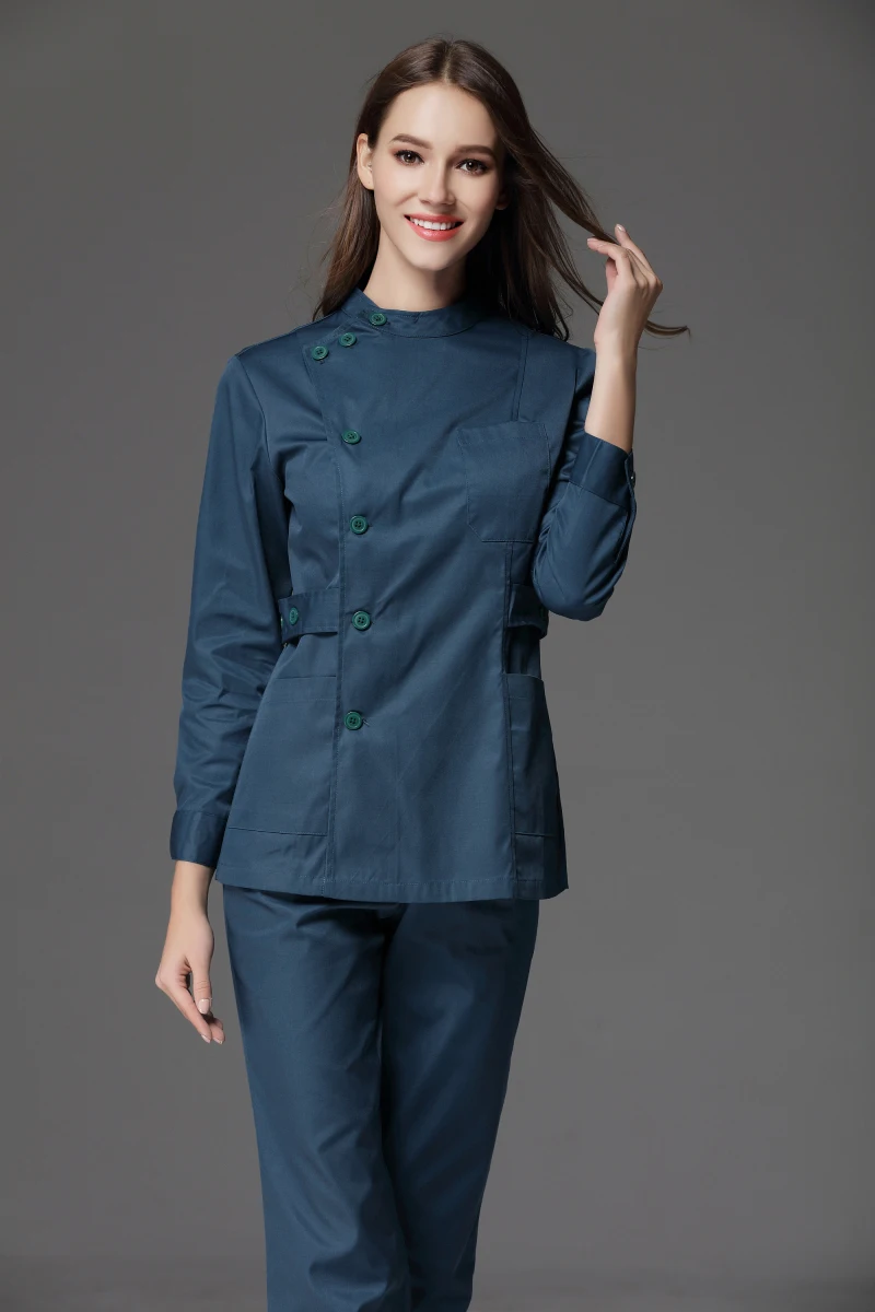 Winter Front Side Button Opening Long Sleeve Nurse Uniform Women Skin Caring Dental Clinic Top and Long pant Working Outwear
Winter Front Side Button Opening Long Sleeve Nurse Uniform Women Skin Caring Dental Clinic Top and Long pant Working Outwear
