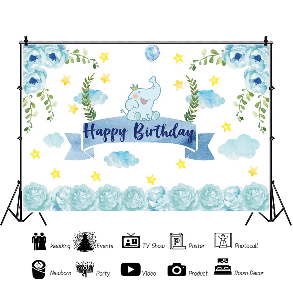 Blue Elephant and Flowers Backdrops Artistic Photos Background Decorations for Kids Birthday Party Photography Props
Blue Elephant and Flowers Backdrops Artistic Photos Background Decorations for Kids Birthday Party Photography Props