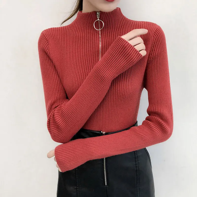 2021 Knitted Women Zipper High Neck Sweater Pullovers Turtleneck Autumn Winter Basic Women Sweaters Slim Fit Black Pull Femme
2021 Knitted Women Zipper High Neck Sweater Pullovers Turtleneck Autumn Winter Basic Women Sweaters Slim Fit Black Pull Femme