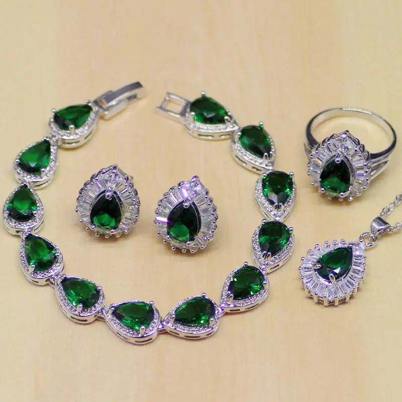 natural Green Emerald White CZ 925 Sterling Silver Jewelry Sets For Women Earrings/Pendant/Necklace/Rings/Bracelet 
natural Green Emerald White CZ 925 Sterling Silver Jewelry Sets For Women Earrings/Pendant/Necklace/Rings/Bracelet