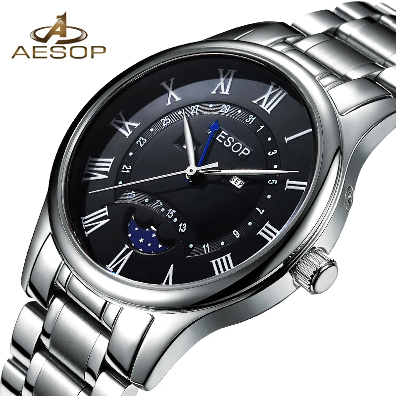 Роскошные мужские часы AESOP Relogio Masculino Hodinky reloj Мужские кварцевые наручные с