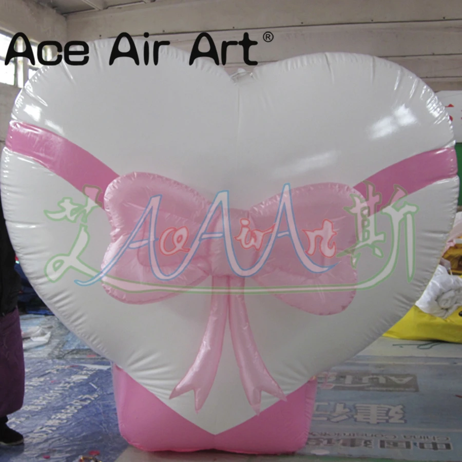 

Factory Directly Inflatable Pink Heart With Bowknot Valentine's Day Gift For Outdoor Party Decoration Made By Ace Air Art