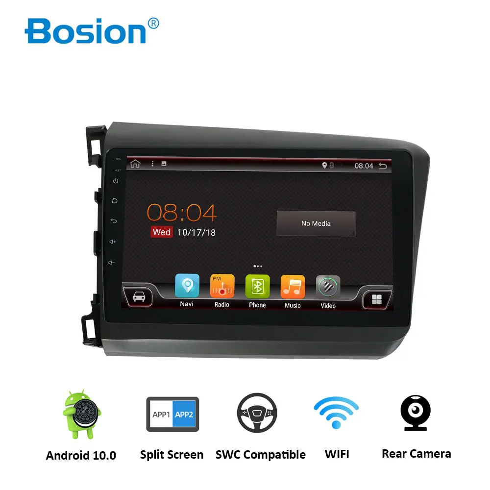 Bosion Android 10 0 автомобильный DVD плеер GPS навигация Мультимедиа для Honda Civic радио 2012 2Z015