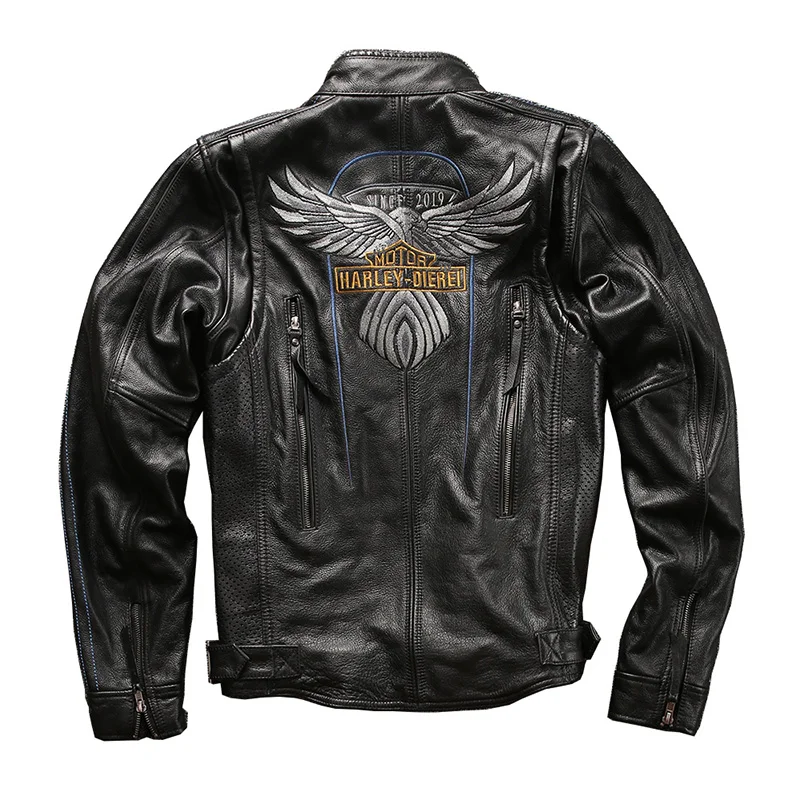 ! HA115 Read Description BIG size super quality men's genuine cow coat cowhide leather rider jacket | Мужская одежда