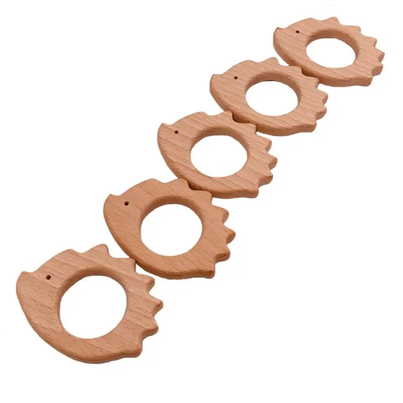 New Baby Teethers Food Grade Beech Wood Animal Pacifier Wooden Teether Newborn Toys